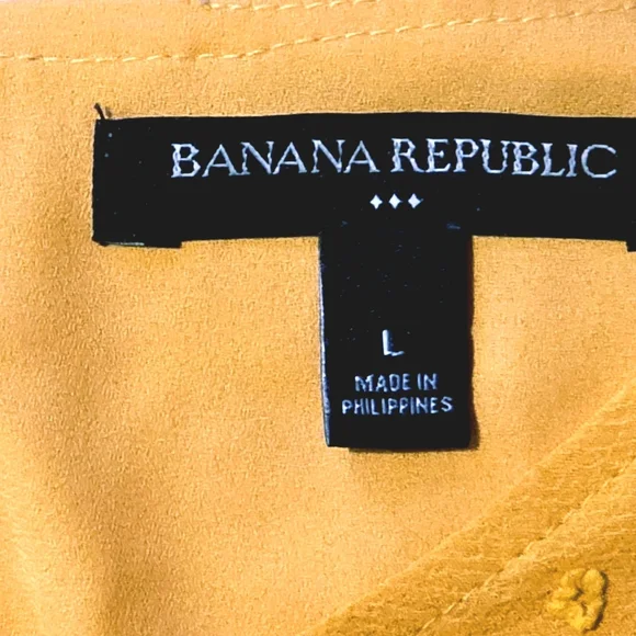 ​Banana Republic Mustard Yellow Swiss Dot Bell Sleeve Top | Size Large | - Picture 2 of 10